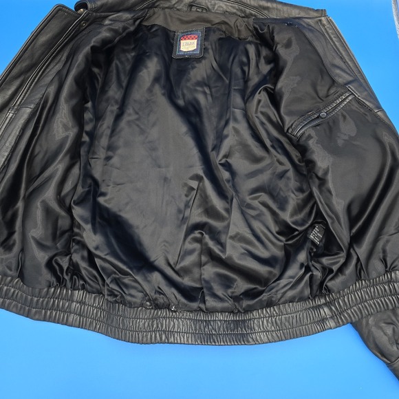 Vintage J Park Collection Black Leather Bomber Jacket - Size L - Picture 3 of 14